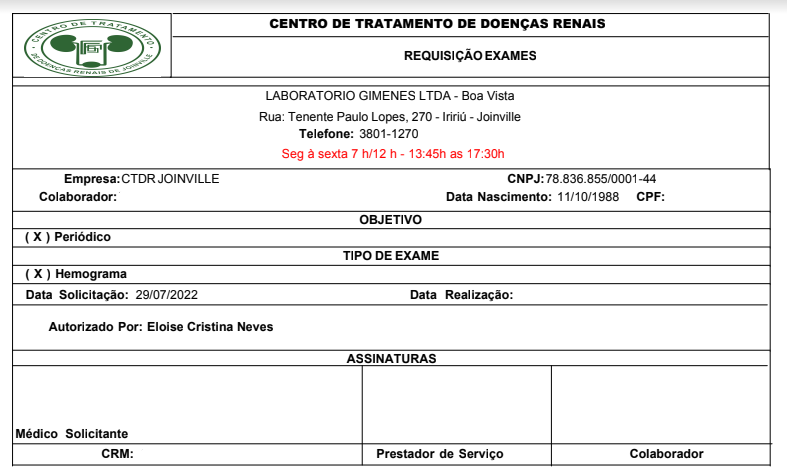 Exames On-line – Laboratório Gimenes